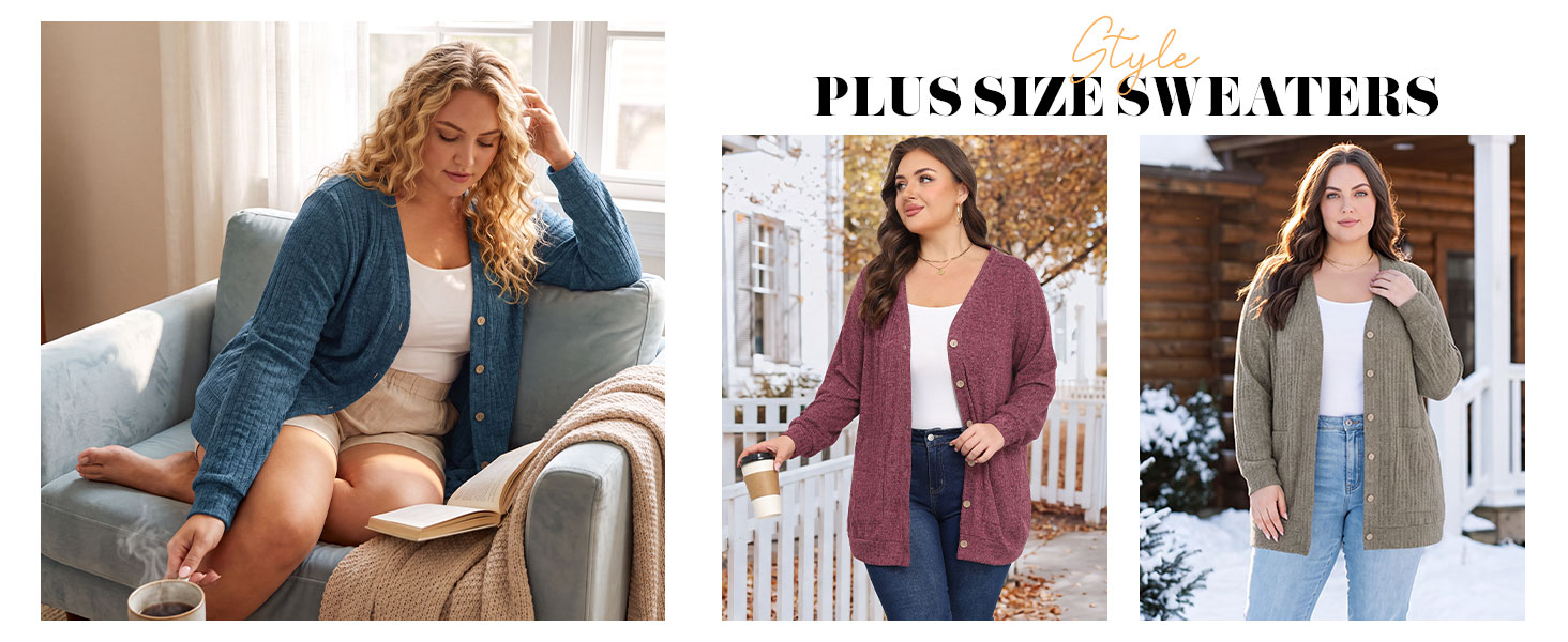 Lastshe Women&amp;#39;s Plus Size Cardigan Sweaters Button Down Long Sleeve Fall 2026 Outfits with Pockets