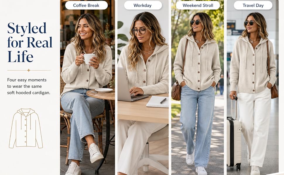 Cashmere Cardigan Sweaters for Women Plus Size Hooded Cardigan