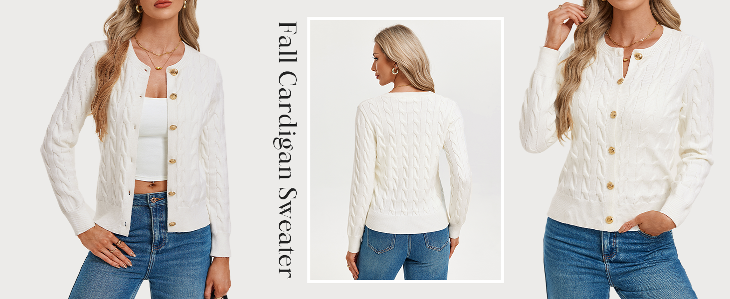 button up cable knit cardigan sweaters for women fall fashion clothing business casual outfits