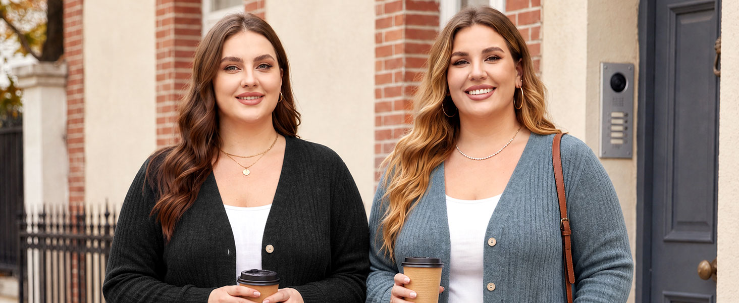 Lastshe Women&amp;#39;s Plus Size Cardigan Sweaters Button Down Long Sleeve Fall 2026 Outfits with Pockets
