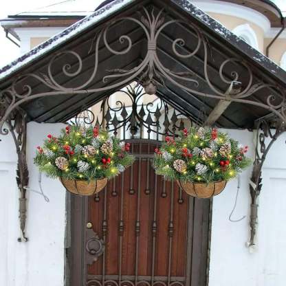 🔥60% OFF 🎄Christmas Hot Sale🏆Pre-Lit Artificial Christmas Hanging Basket