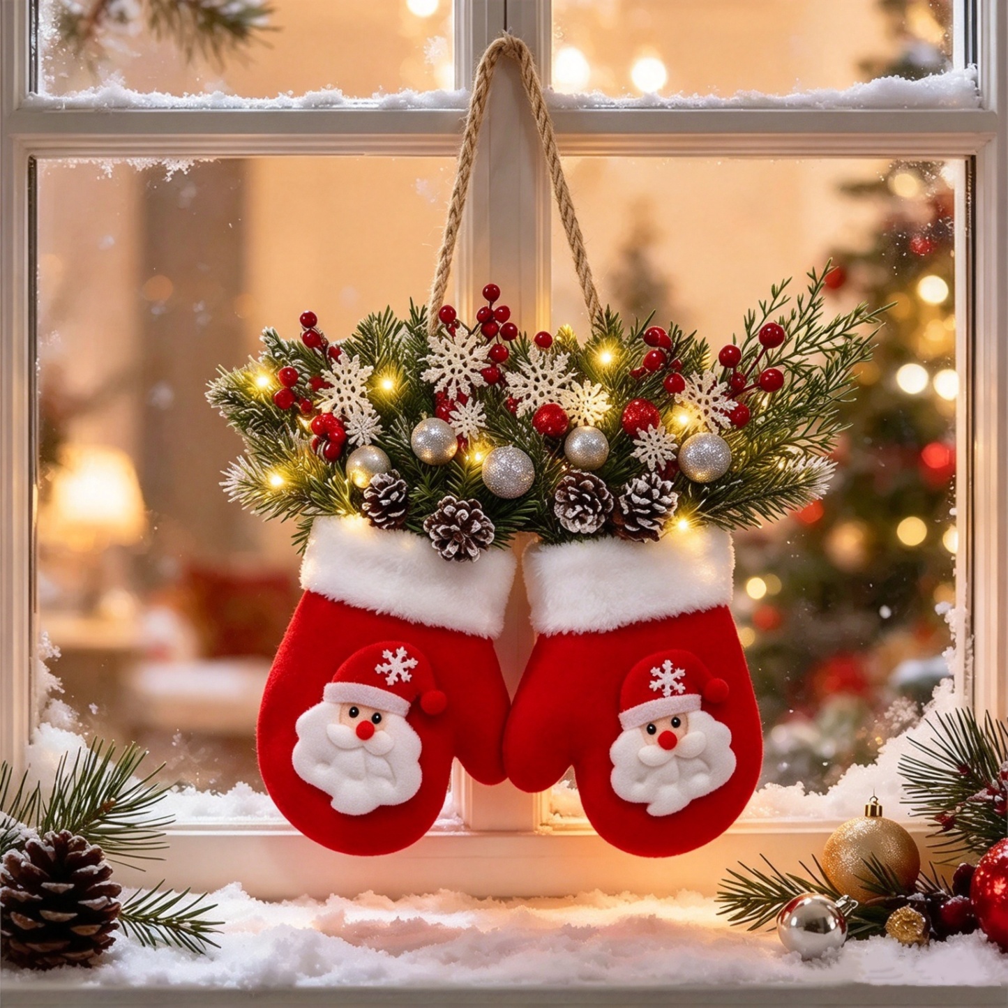 🎅 Flashing Christmas Glove Wreath · Create a warm and cosy Christmas atmosphere