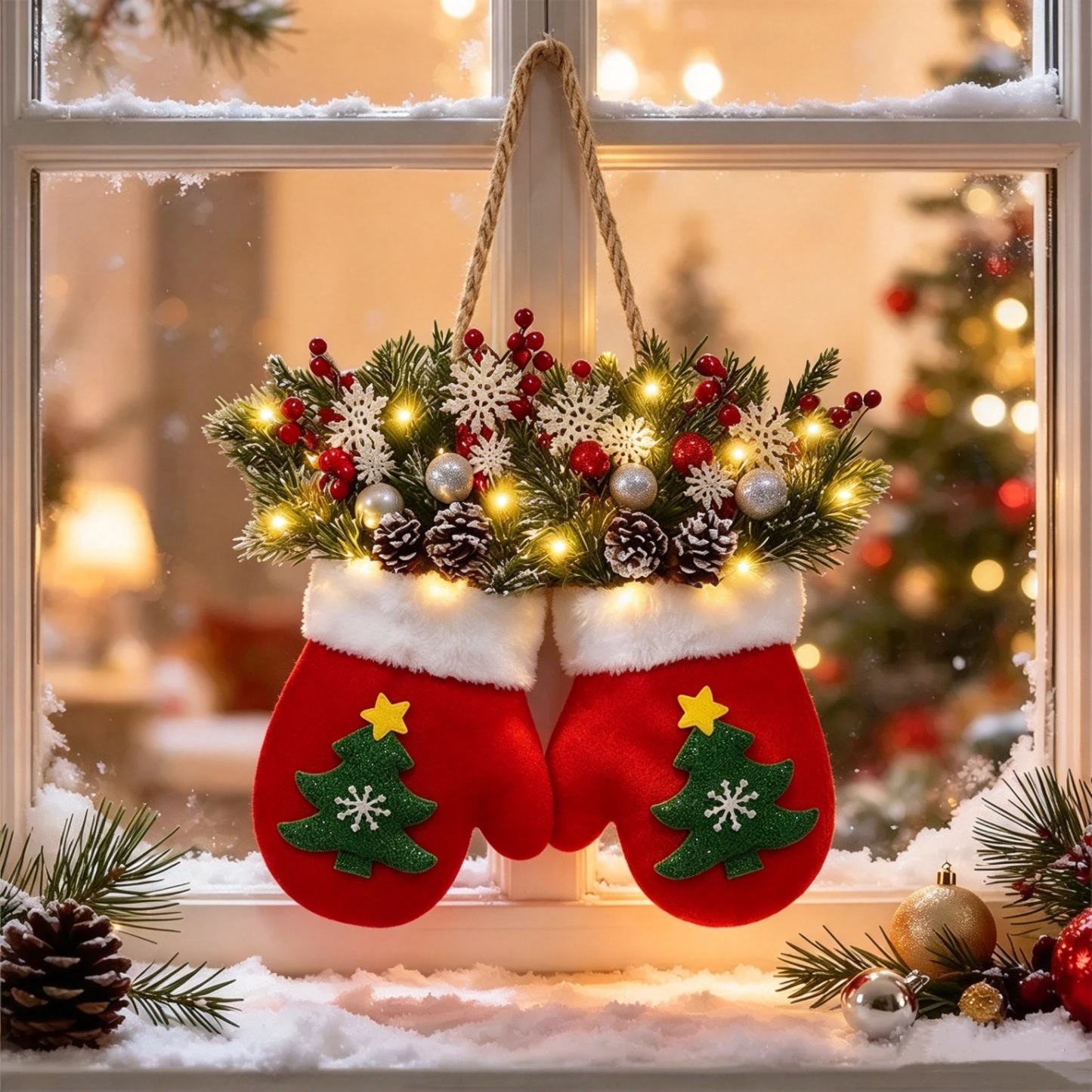 🎅 Flashing Christmas Glove Wreath · Create a warm and cosy Christmas atmosphere