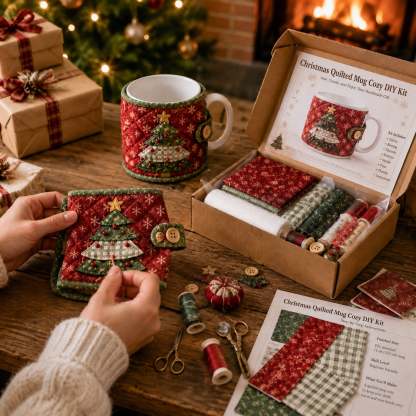 DIY Christmas Mug Cozy Sewing Kit ✨ 9 Festive Designs for Standard‑Size Mugs