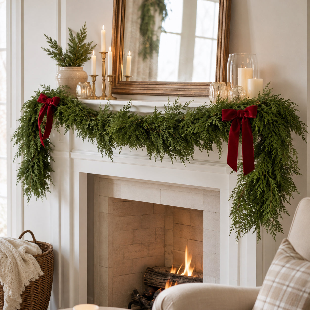 🏆2026 HOT SALE💥🎄 Pre-Lit Christmas Cedar Garland — 50% OFF, Early Bird Special