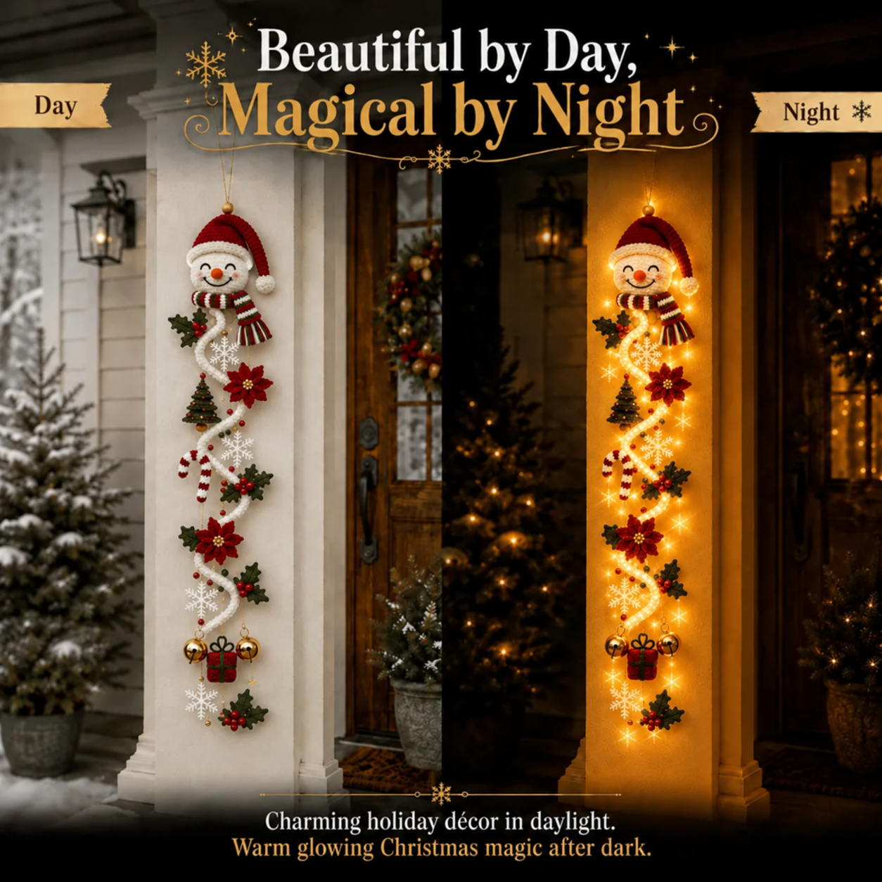 ⏳ Last Day 49% OFF – 🎄Glowing Christmas Door Hanger | 6 Festive Lighted Designs with Warm Glow, Dimensional Details & Space-Saving Vertical Décor ✨