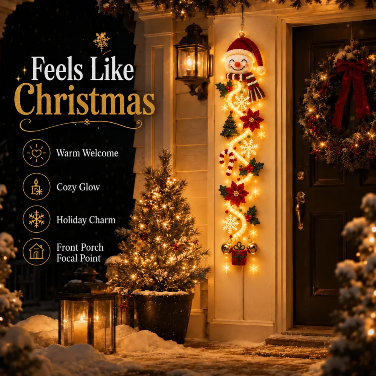 ⏳ Last Day 49% OFF – 🎄Glowing Christmas Door Hanger | 6 Festive Lighted Designs with Warm Glow, Dimensional Details & Space-Saving Vertical Décor ✨