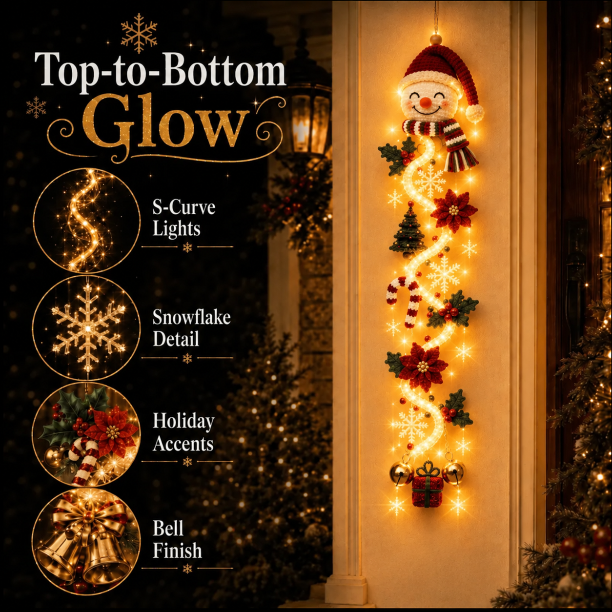 ⏳ Last Day 49% OFF – 🎄Glowing Christmas Door Hanger | 6 Festive Lighted Designs with Warm Glow, Dimensional Details & Space-Saving Vertical Décor ✨