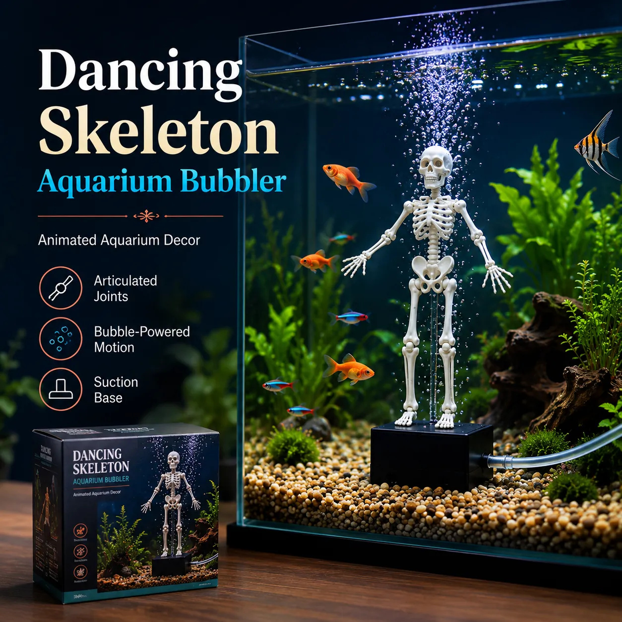 Halloween Dynamic Skeleton Fish Tank Ornament
