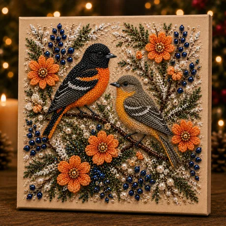 🐦 Cardinal Winter Pearl Art DIY Kit