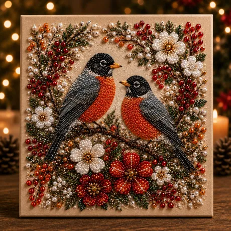 🐦 Cardinal Winter Pearl Art DIY Kit