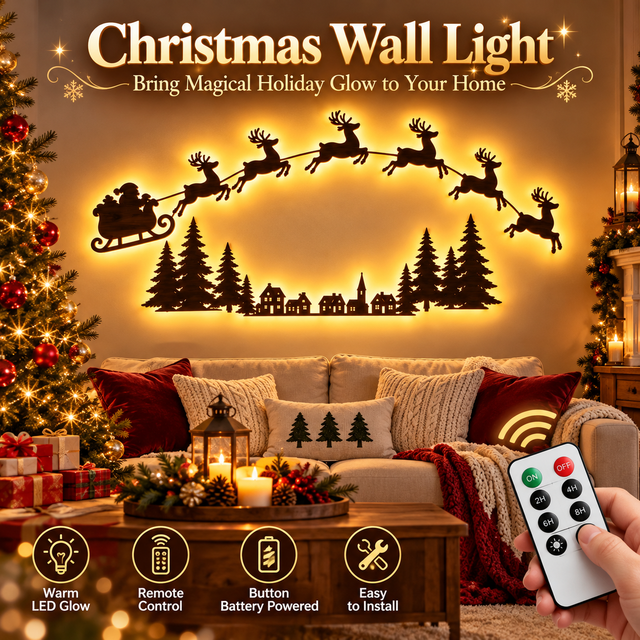 LED Reindeer Wall Decorations - Festive Christmas Lighting