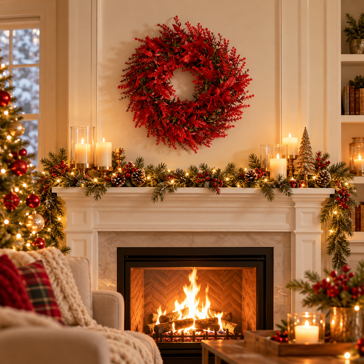 Holiday Red Botanical Wreath