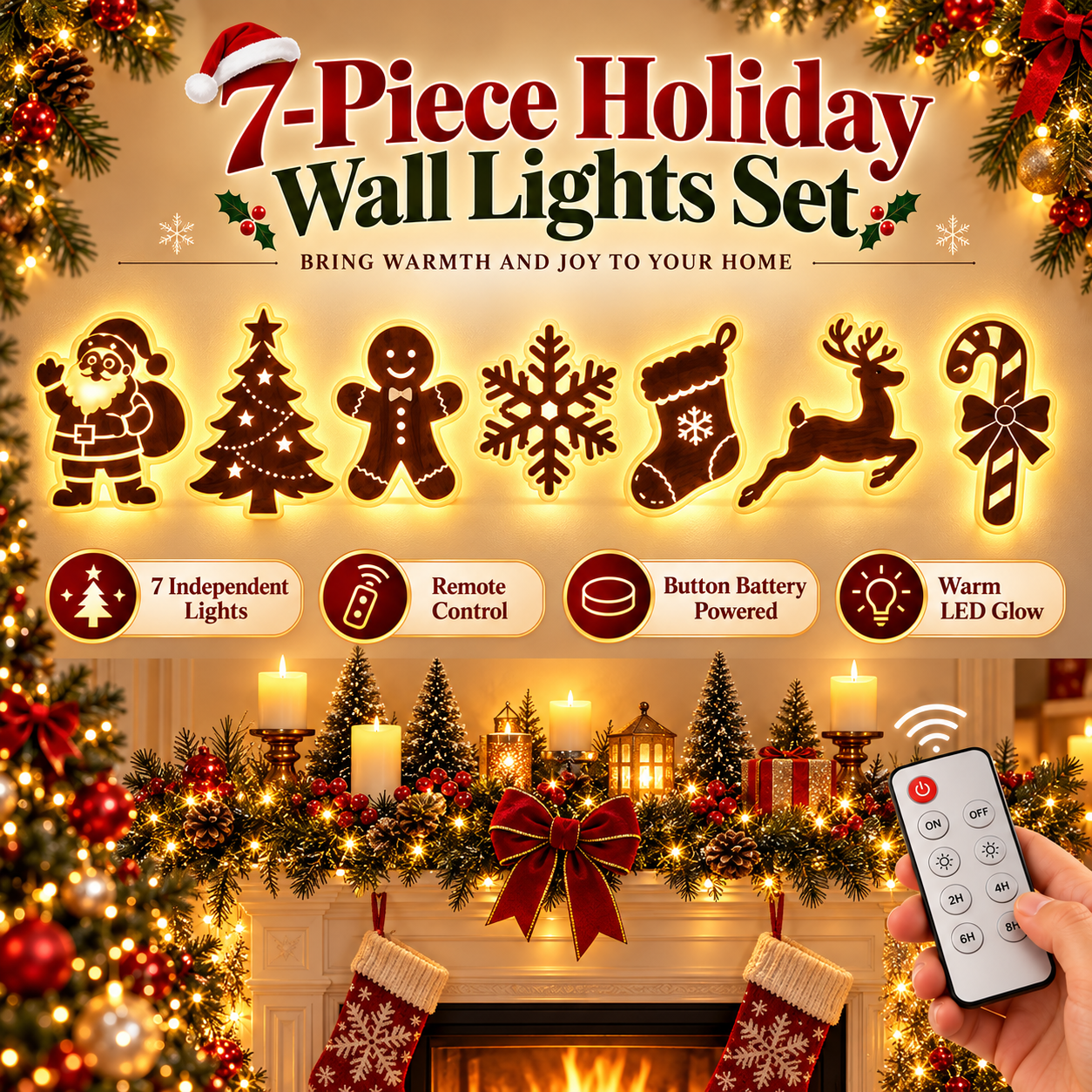 LED Reindeer Wall Decorations - Festive Christmas Lighting
