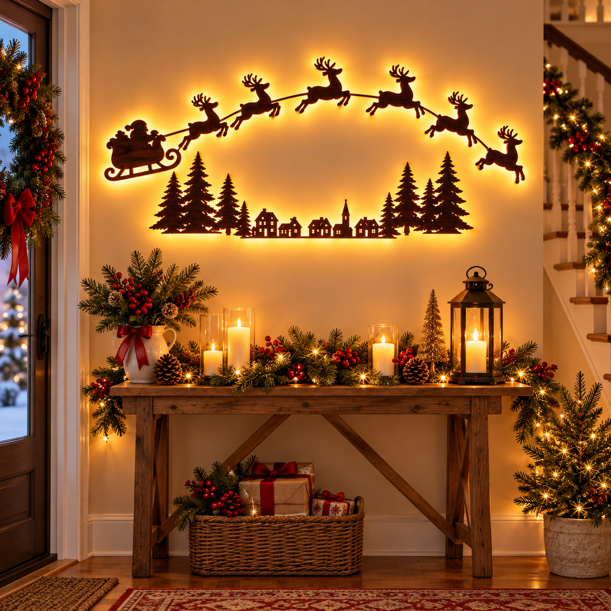 LED Reindeer Wall Decorations - Festive Christmas Lighting