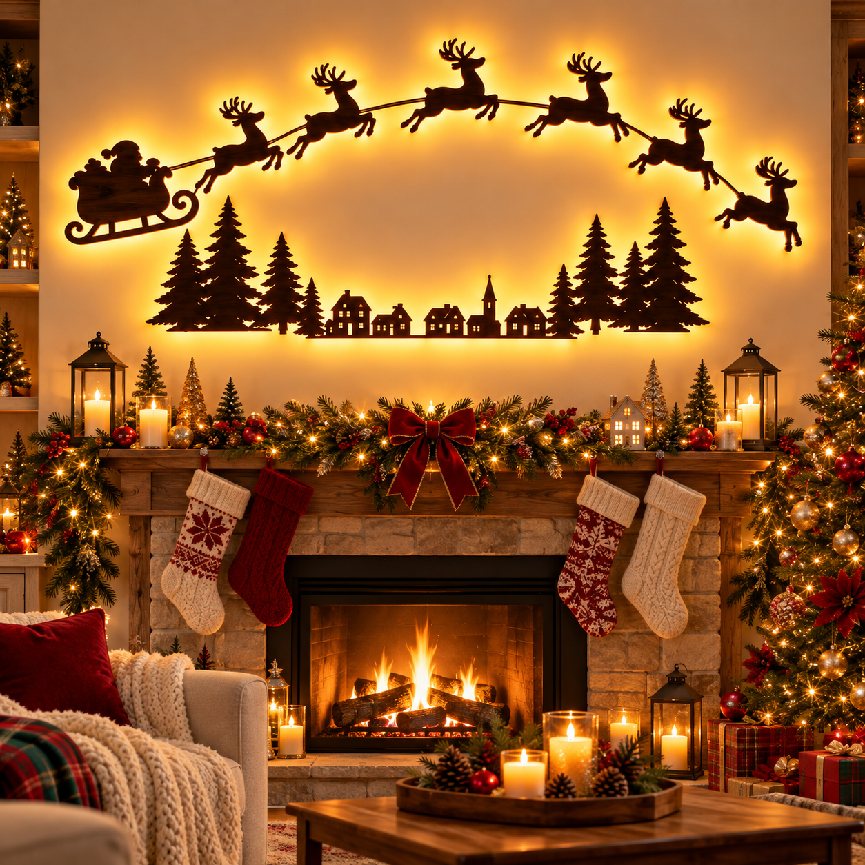 LED Reindeer Wall Decorations - Festive Christmas Lighting