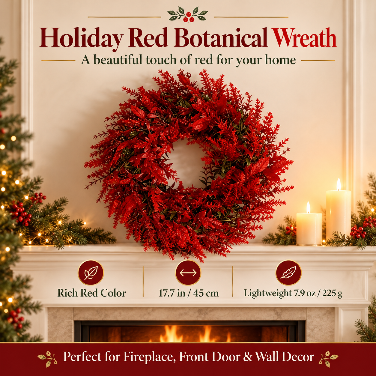 Holiday Red Botanical Wreath