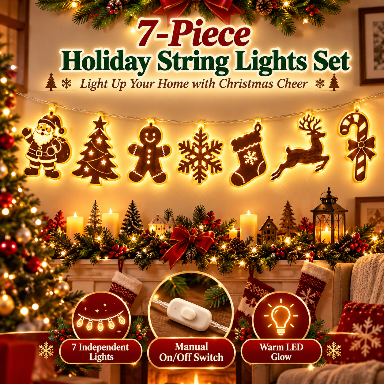 LED Reindeer Wall Decorations - Festive Christmas Lighting