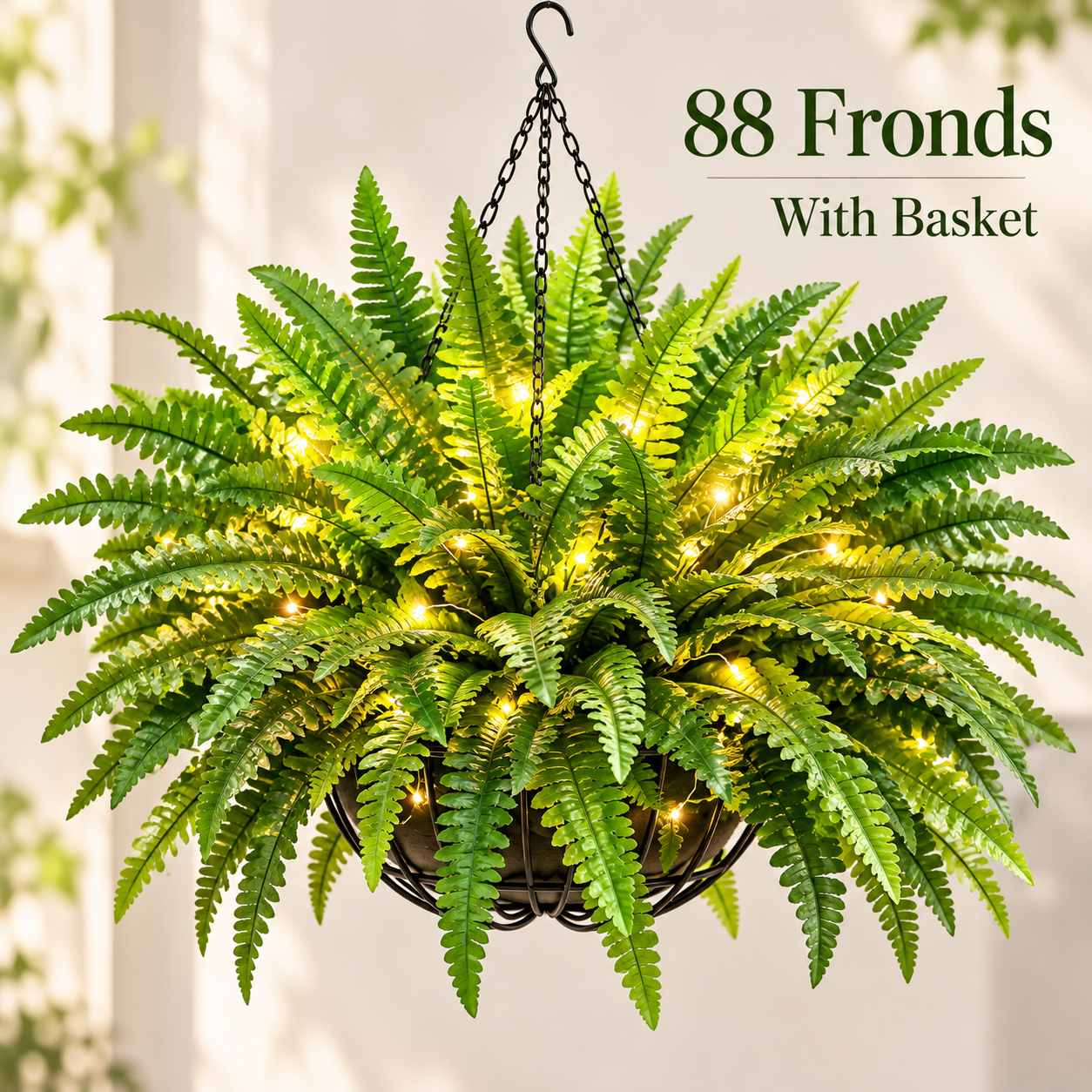💛Glowing Boston Ferns with Lights – 🌿 Zero Watering, Zero Maintenance