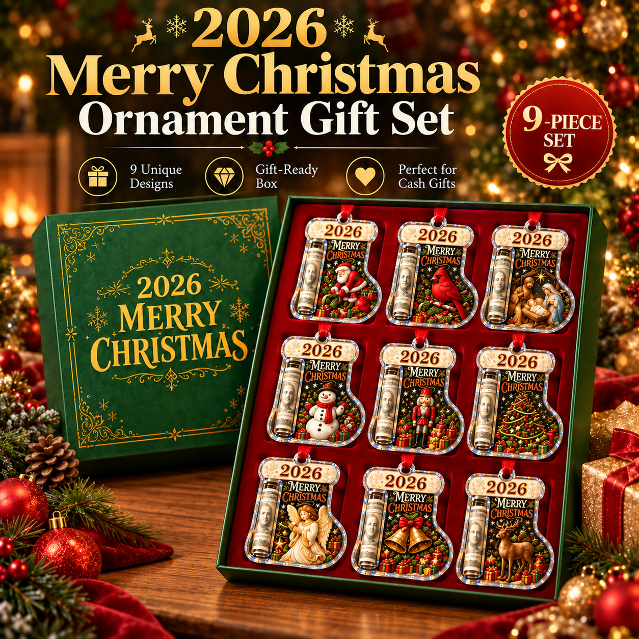 🎅 2026 Christmas Gift 50% Off--Cash Clip Christmas Tree Ornament – Novelty Holiday Money Gift Clip | 10 Festive Styles