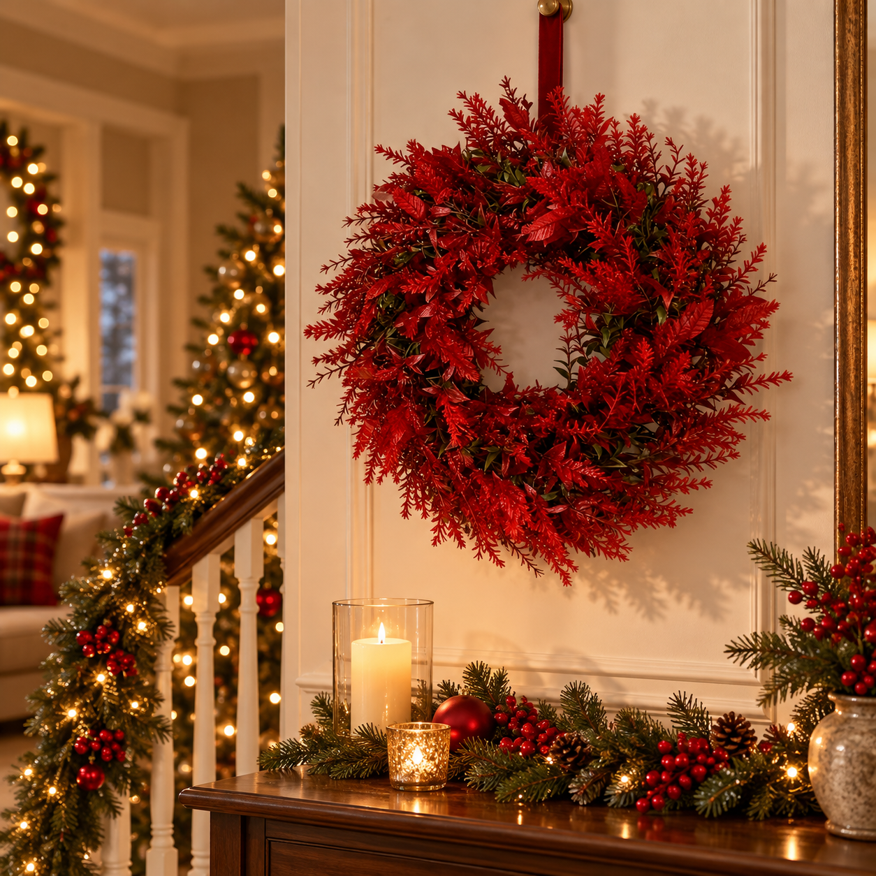 Holiday Red Botanical Wreath
