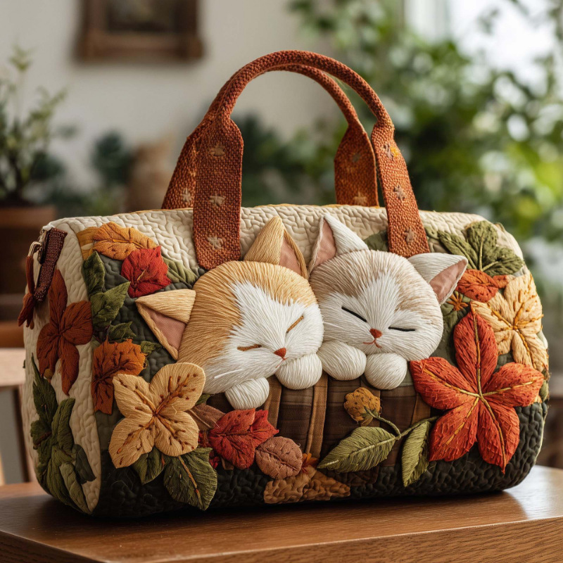 Cat Quilted Duffle Bag