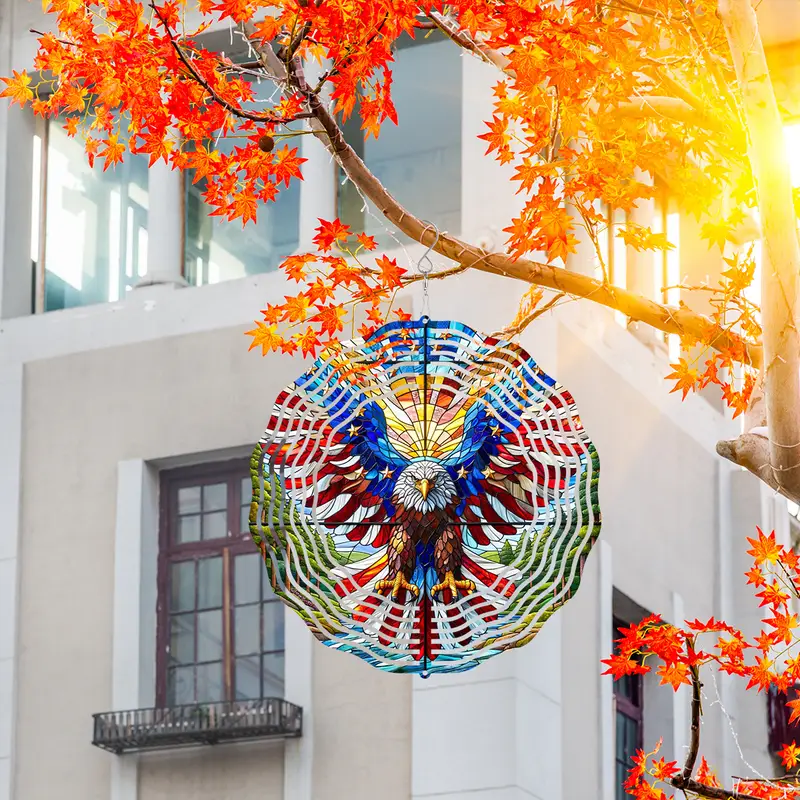 Patriotic Eagle Wind Spinner – 10" Metal Hanging Kinetic 3D Decoration