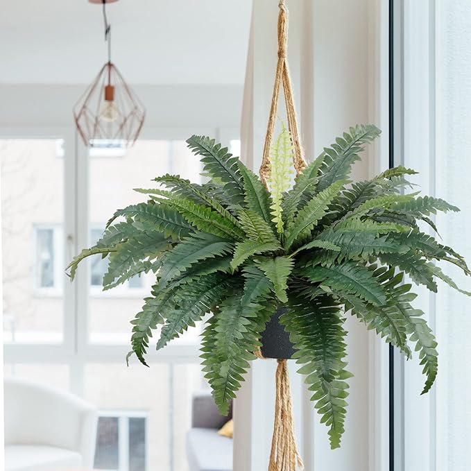🌿🏡Artificial Hanging Fern Plant – Effortless Greenery for Home & Garden