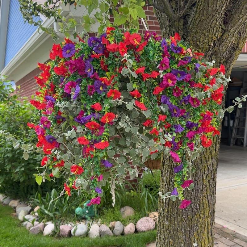 Fake Morning Glory Vine - Seasonless Faux Flowers for Home, Party, Wall & Yard, Perfect as Gifts