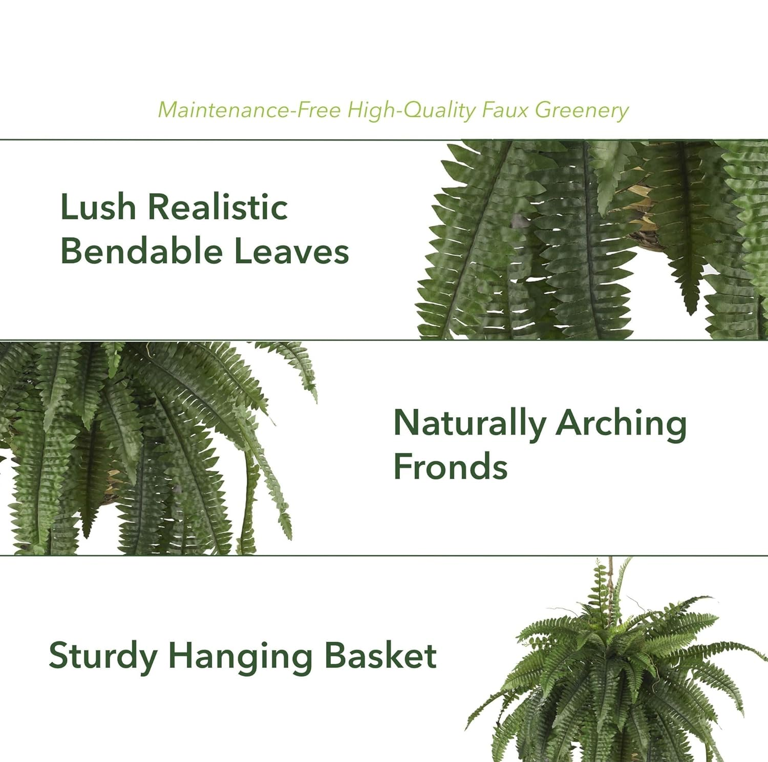🌿🏡Artificial Hanging Fern Plant – Effortless Greenery for Home & Garden