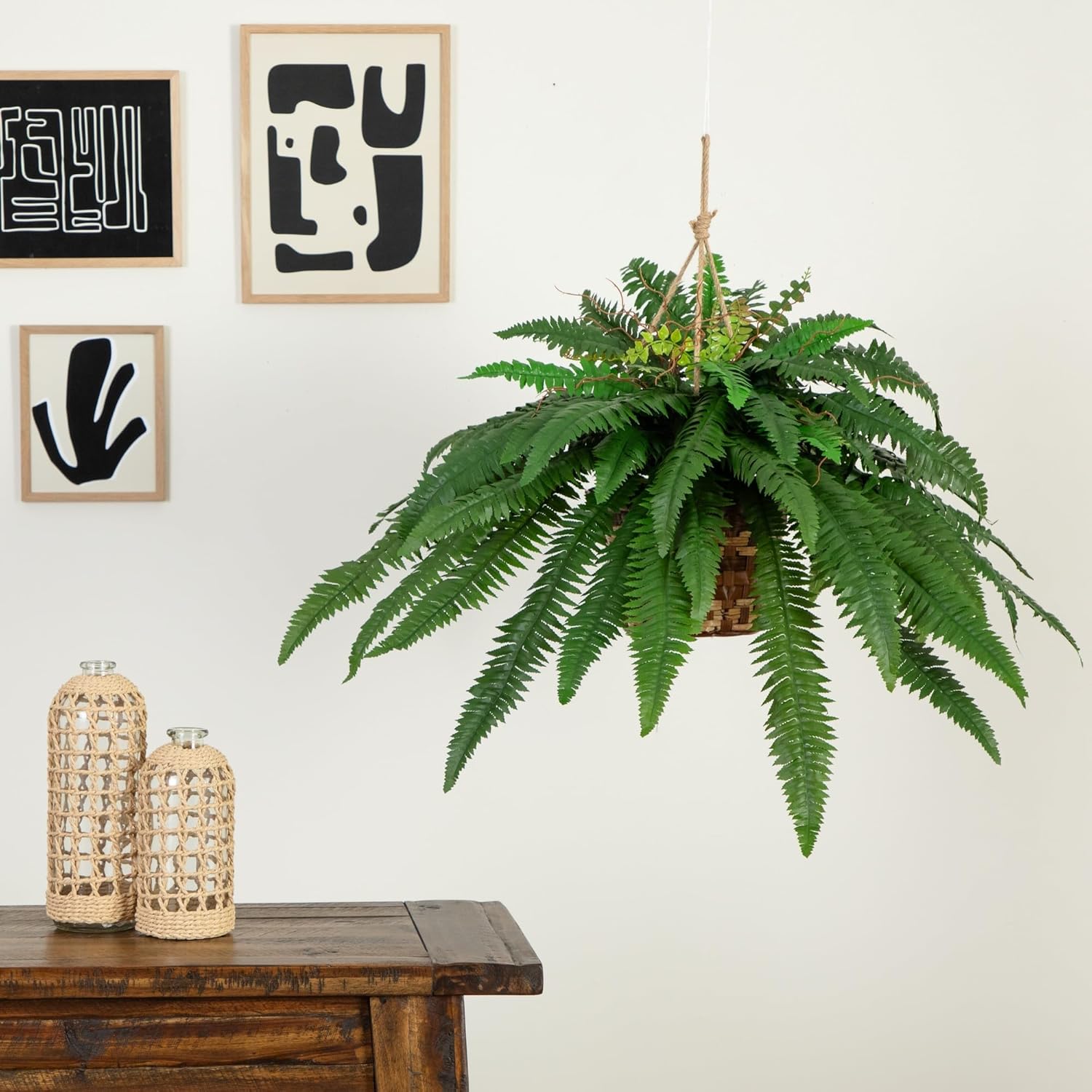 🌿🏡Artificial Hanging Fern Plant – Effortless Greenery for Home & Garden