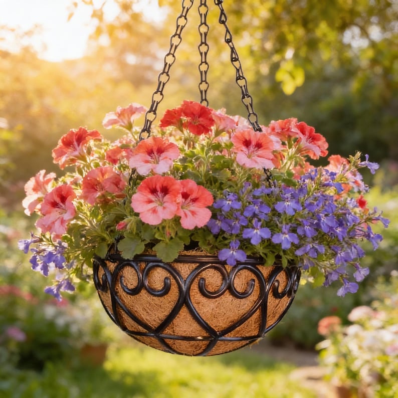💐Coconut Brown Hanging Basket Planter with  Chain