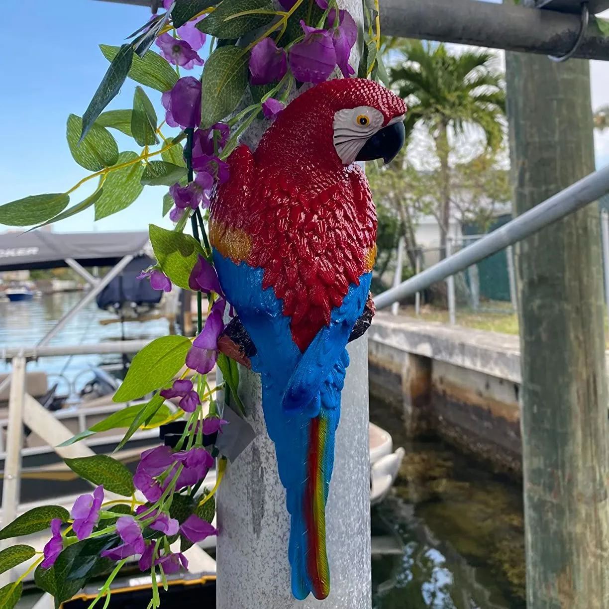 Handmade Resin Parrot Outdoor Garden Statue – Realistic Tropical Bird Decor
