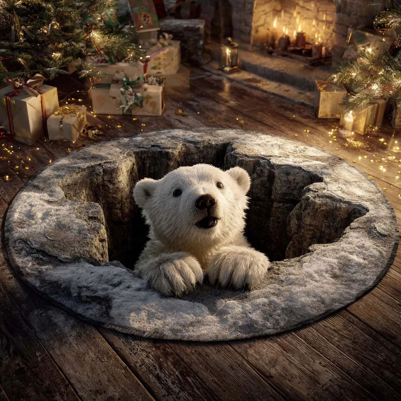 Polar Hollow Quilted Round Mat
