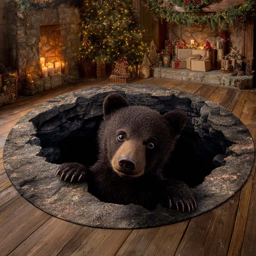 Winter Den Quilted Round Mat