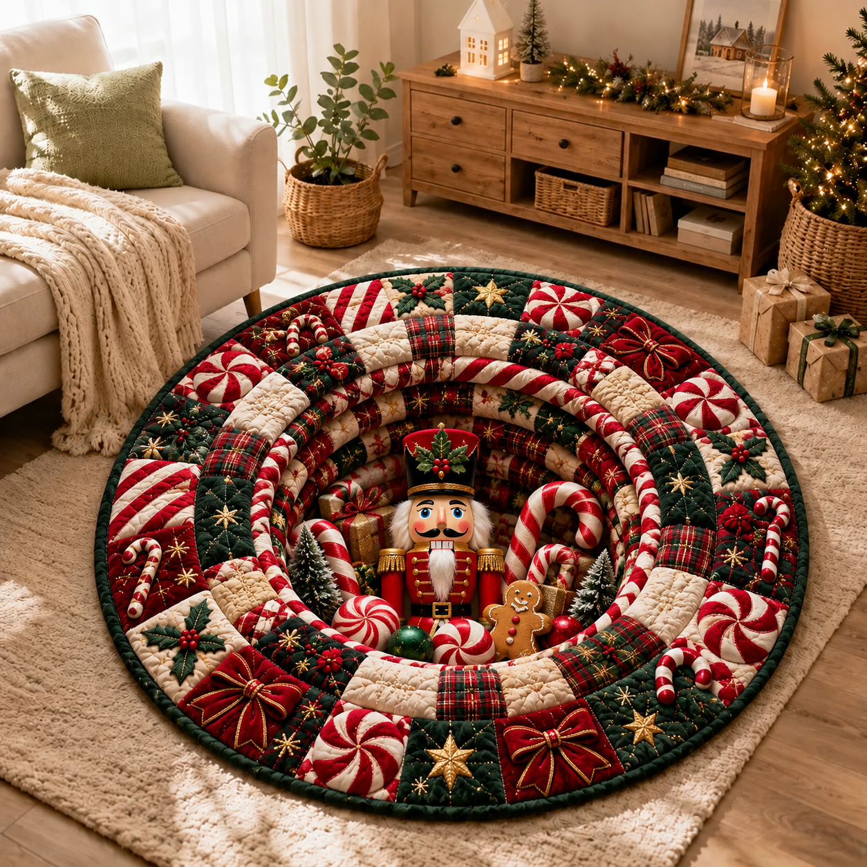 The Nutcracker and the Gingerbread Man Quilted Round Mat