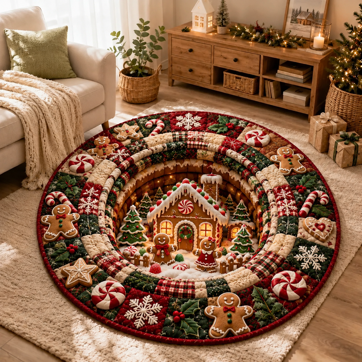 Christmas Igloo Quilted Round Mat