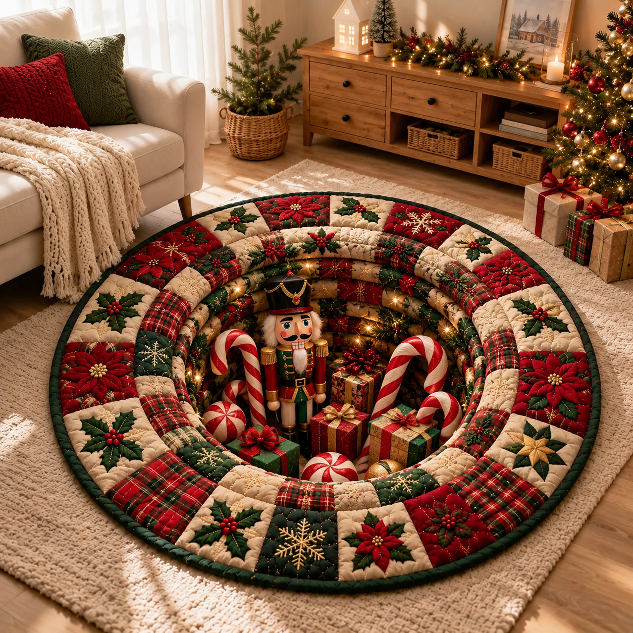 Nutcracker gifts Quilted Round Mat