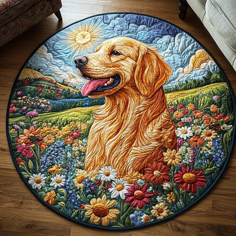 Happy tail quilted round mat