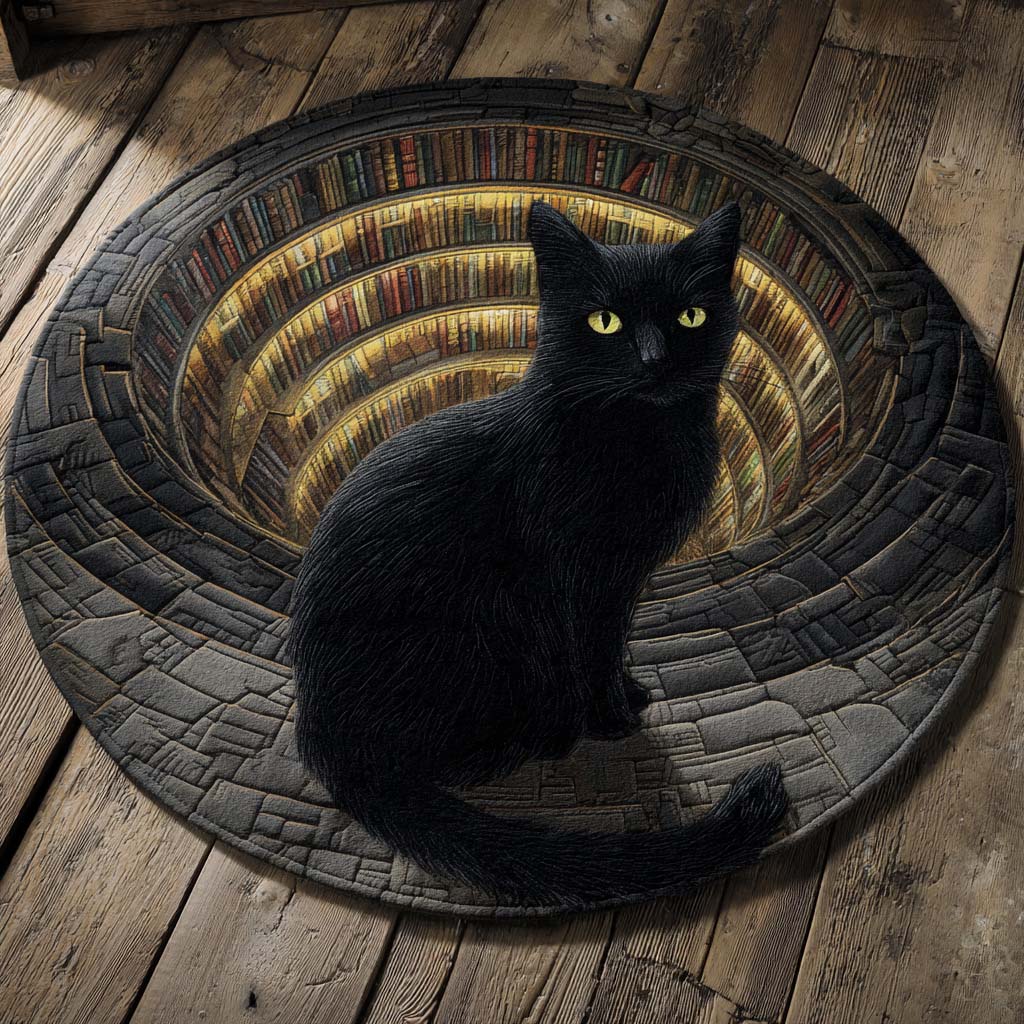 Black Cat Quilted Round Mat
