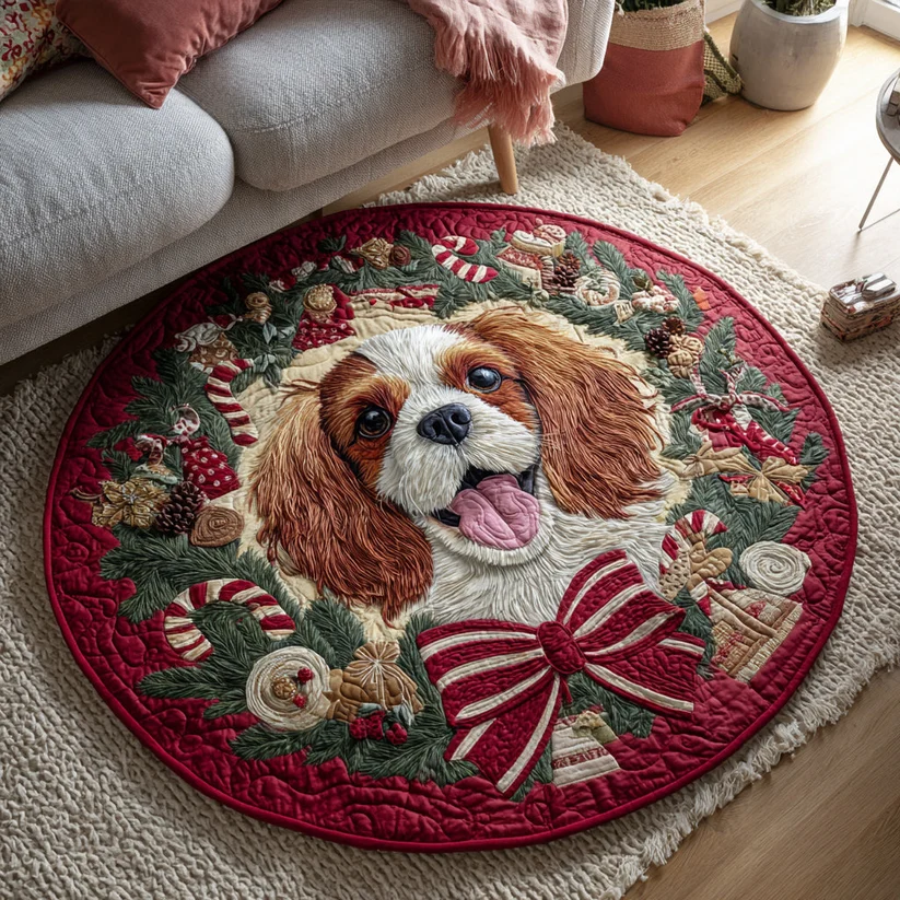 Wreath King Charles Quilted Round Mat