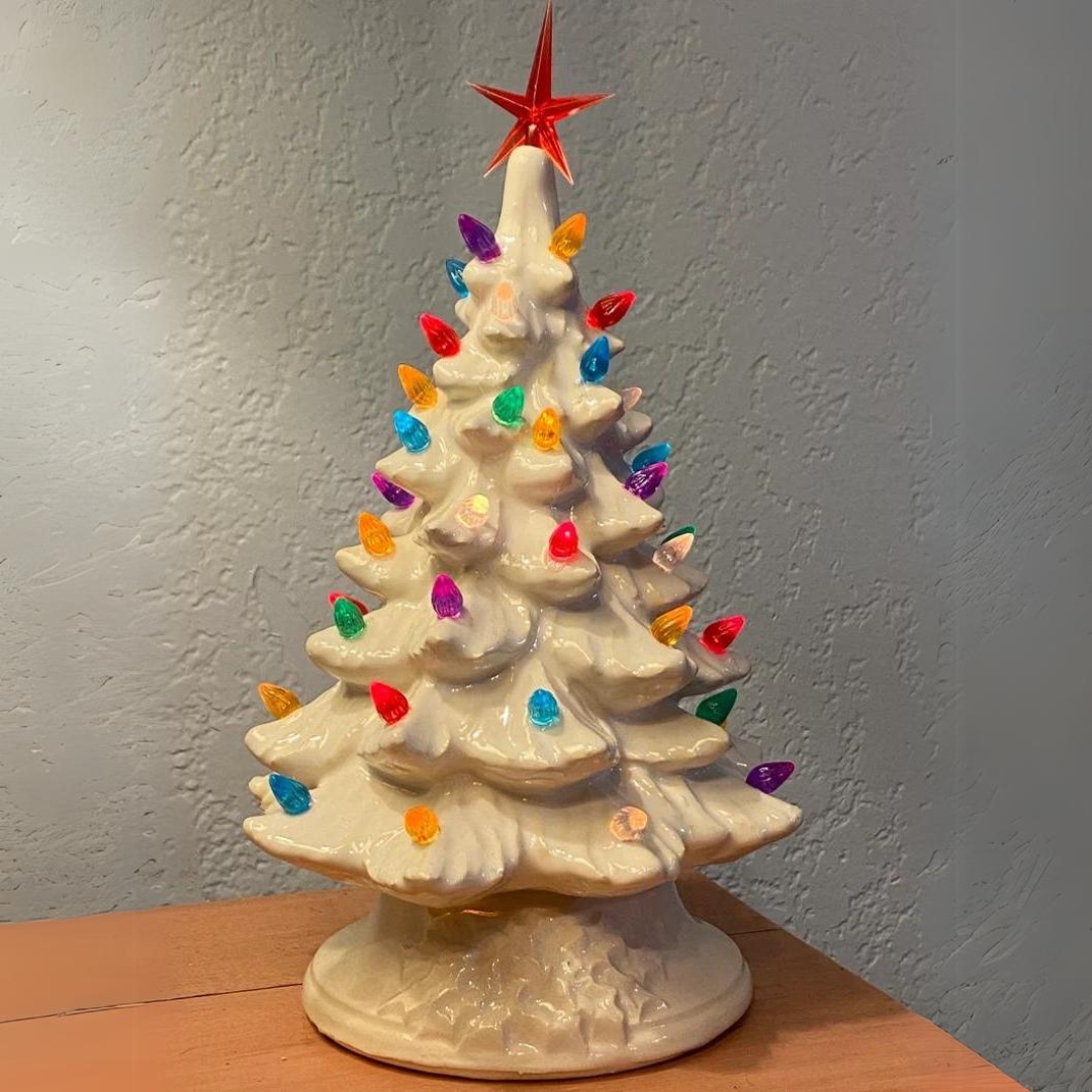 Handmade Vintage Christmas Tree | With LED Lights | Hand Painted Art