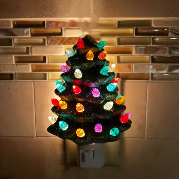 🎄Handmade Ceramic Christmas Tree Night Light | Ceramic Art | Hand Painted Art