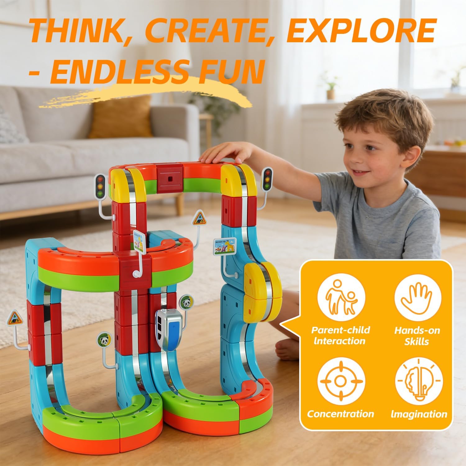 Kids Electric Train Set, DIY Track, Suitable for Children Aged 4-8