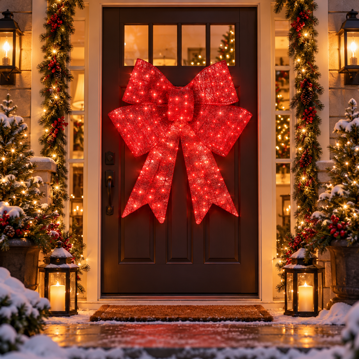 🔥Christmas Sale🎁Pre-Lit Christmas Bow, Large Outdoor LED Lighted Holiday Décor