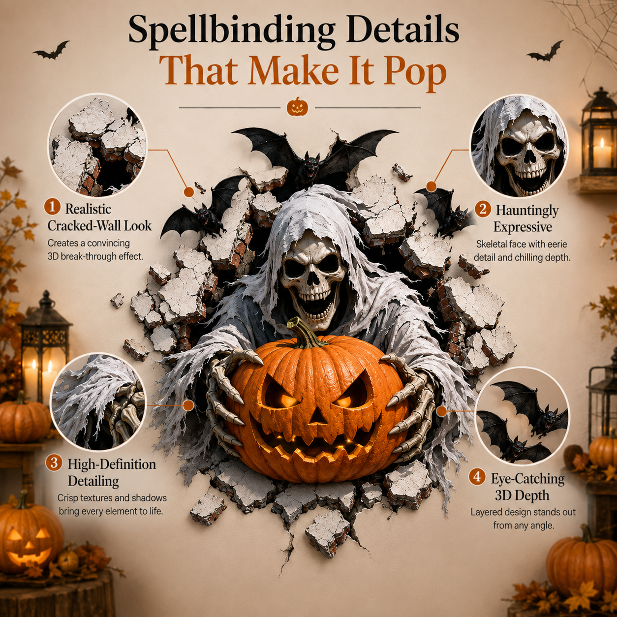 🎃👻Halloween Break-In 3D Wall Decals
