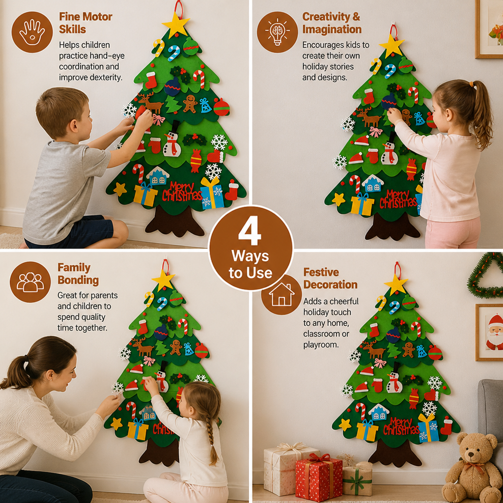 🔥50% OFF Last Day🎄Kids’ DIY Felt Christmas Tree with Decorative Ornaments