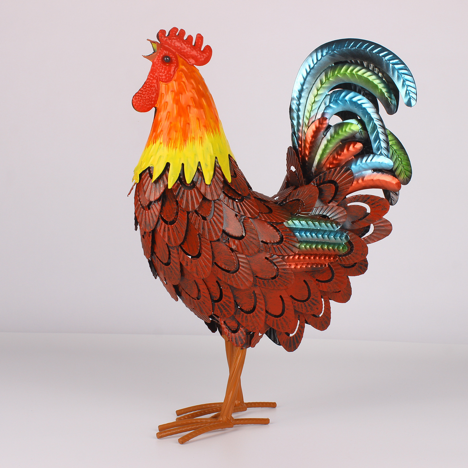 Iron Rooster Garden Statue