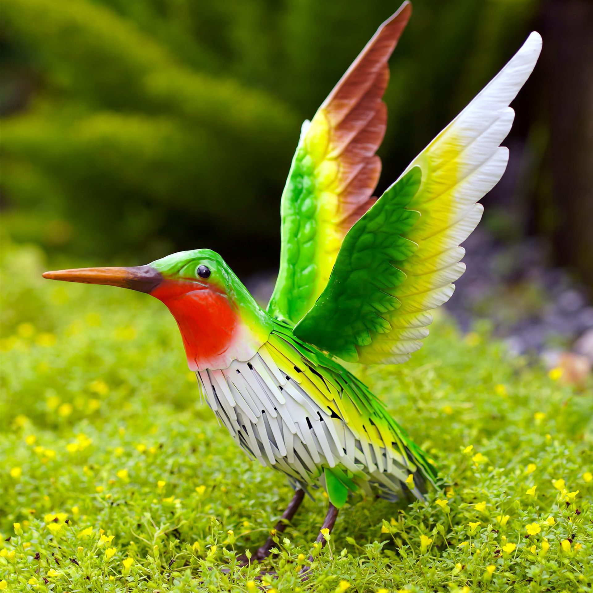 Handmade 3D Hummingbird Metal Statue | Metal Art | Hand Painted Art