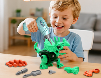 Take Apart Dinosaur Toys for Kids: 85 Pieces 3-Pack Dinos & Electric Drill